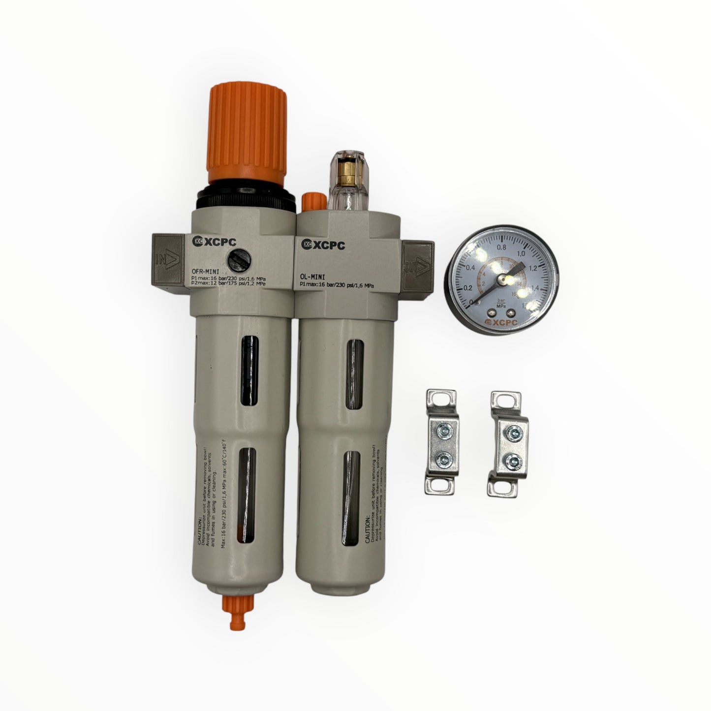 Filtro regulador lubricador conex 1/4" cuerpo chico [XOU-1/4-MINI]