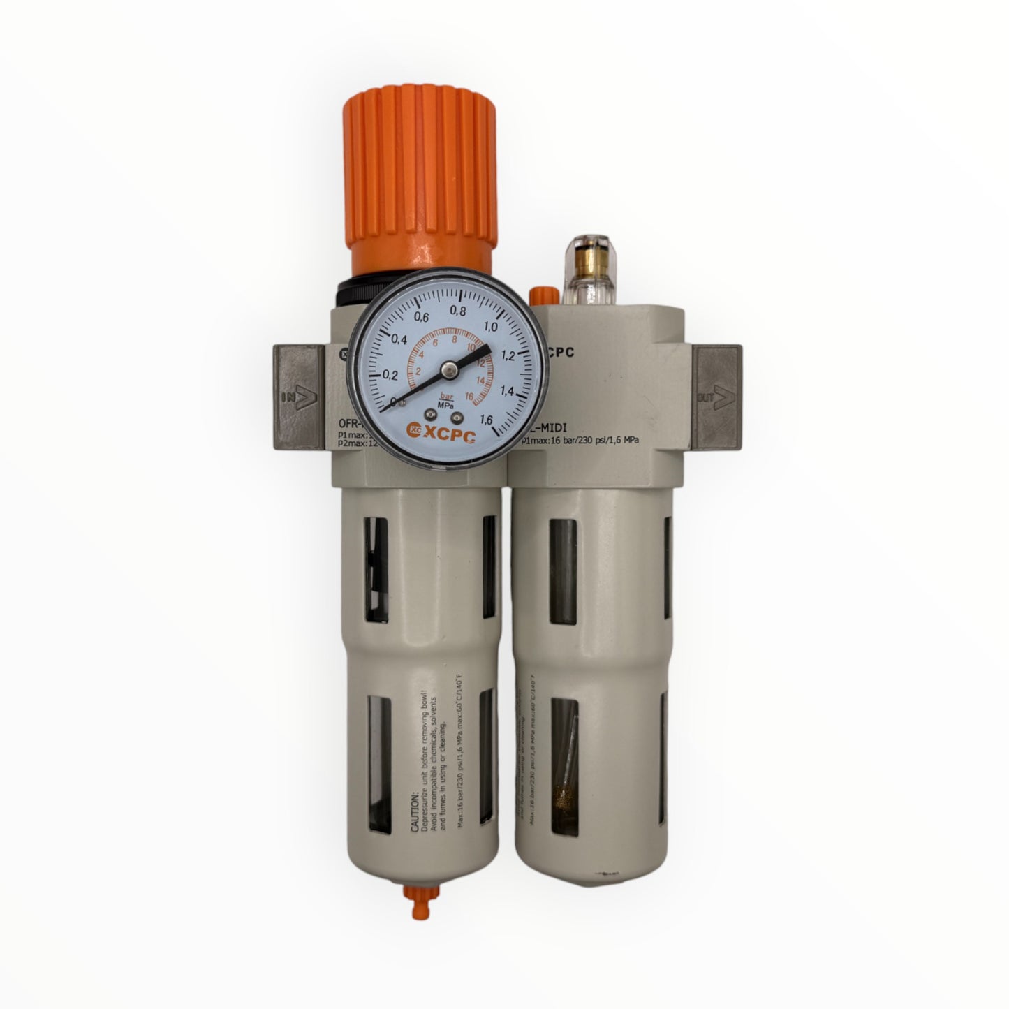 Filtro regulador lubricador conex 1/2" cuerpo midi [XOU-1/2-MIDI]