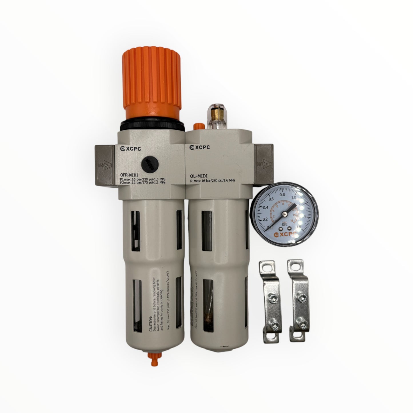 Filtro regulador lubricador conex 1/2" cuerpo midi [XOU-1/2-MIDI]