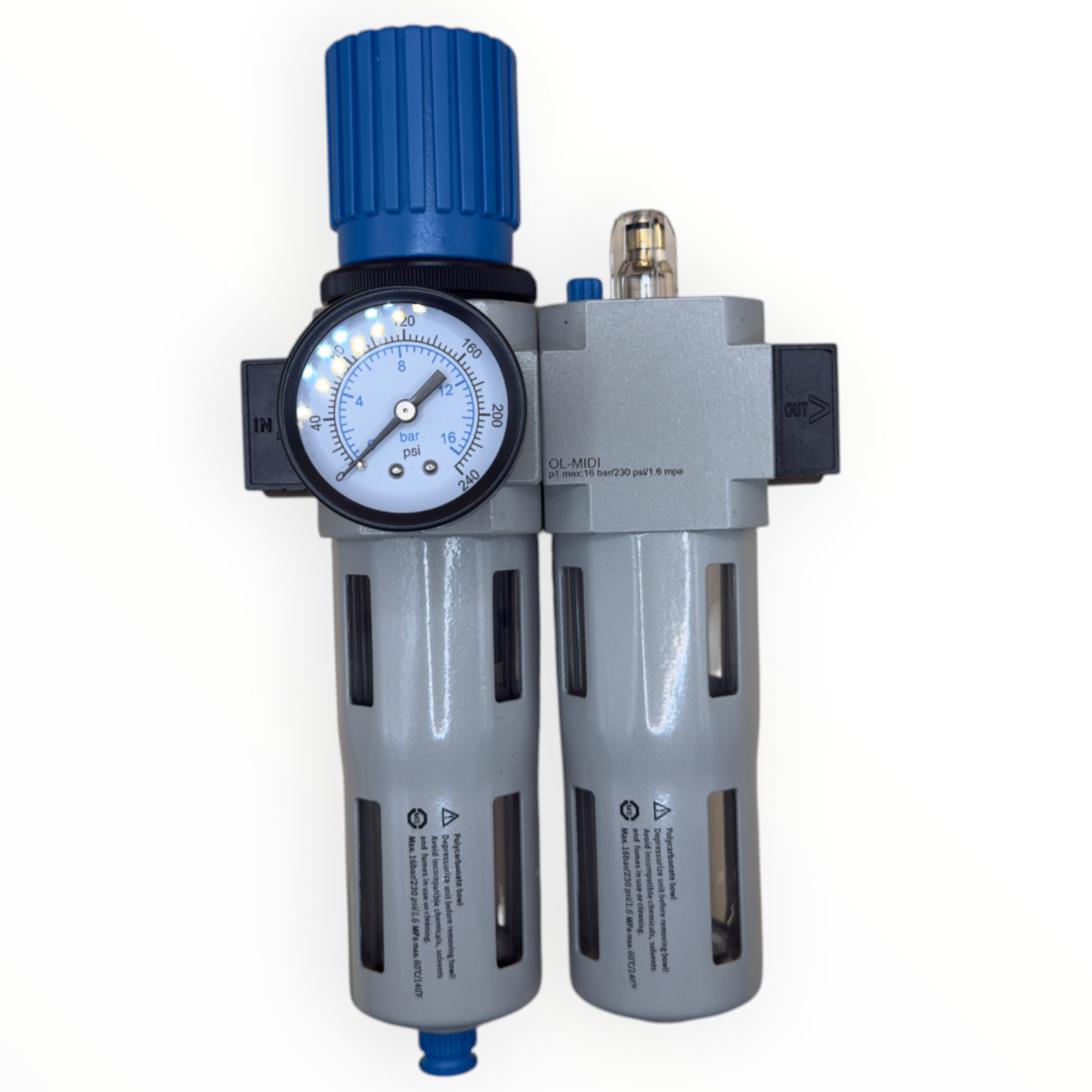 Filtro regulador lubricador conexión 3/4" cuerpo midi ZT XOU-3/4-MIDI