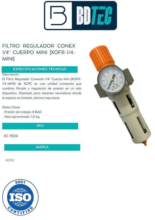 Filtro regulador conex 1/4" cuerpo mini [XOFR-1/4-MINI]
