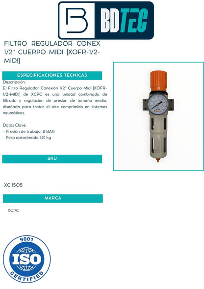 Filtro regulador conex 1/2" cuerpo midi [XOFR-1/2-MIDI]