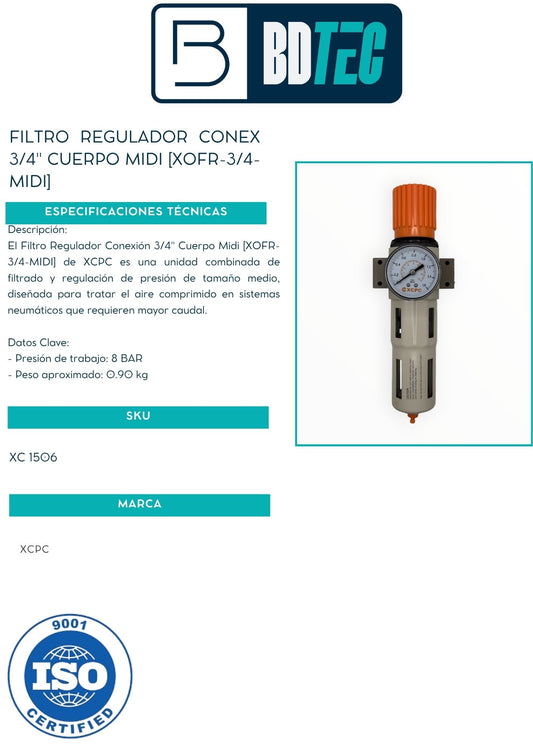 Filtro regulador conex 3/4" cuerpo midi [XOFR-3/4-MIDI]