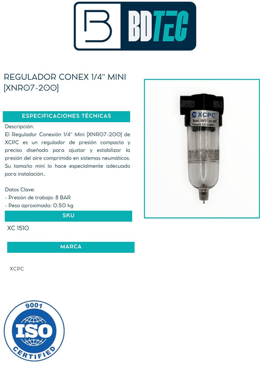 Regulador conex 1/4" mini [XNR07-200]