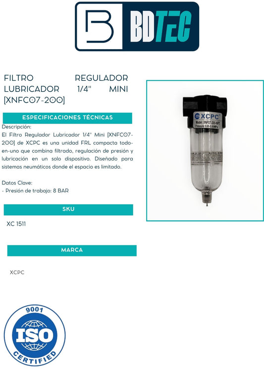 Filtro regulador lubricador 1/4" mini [XNFC07-200]