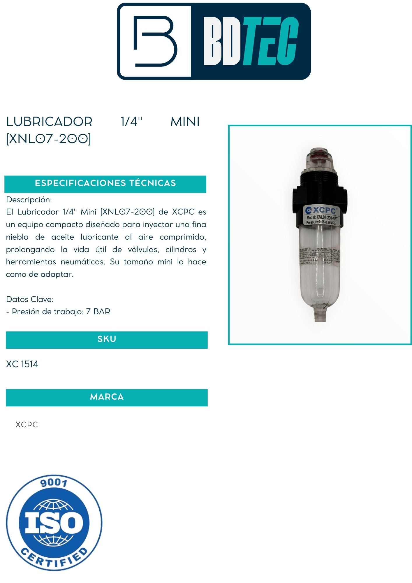 Lubricador 1/4" mini [XNL07-200]