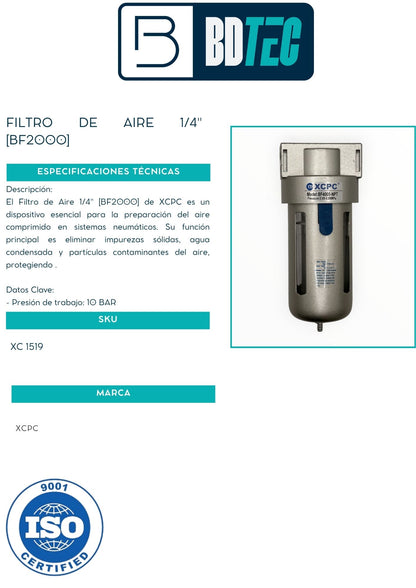 Filtro de aire 1/4" XCPC BF2000 - vista 2