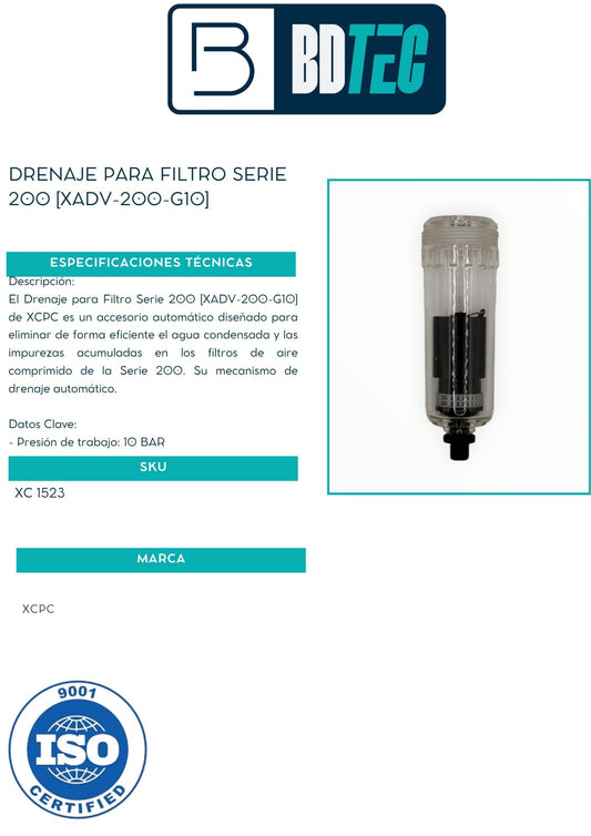 Drenaje para filtro serie 200 [XADV-200-G10]