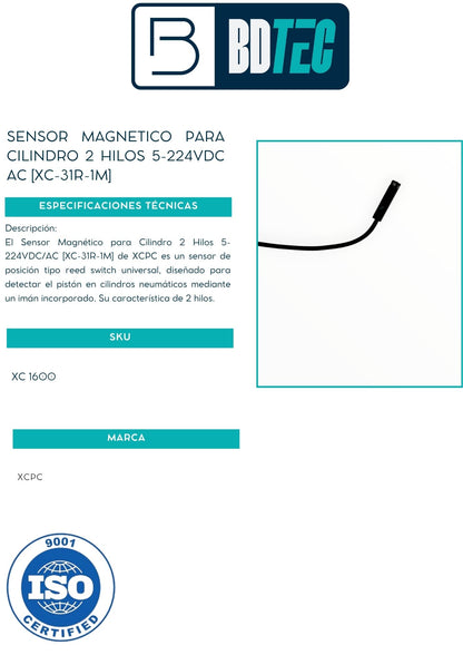 Sensor magnetico para cilindro 2 hilos 5-224vdc ac [XC-31R-1M]