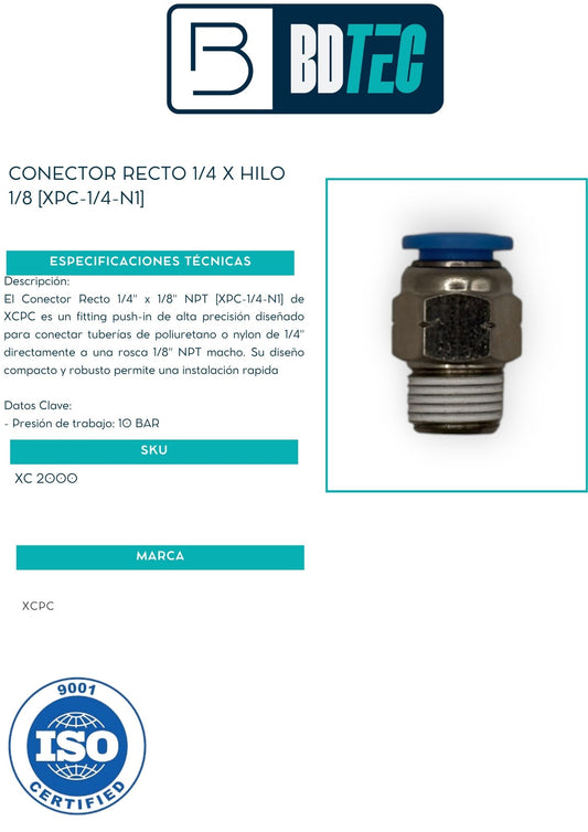 Conector recto 1/4 x hilo 1/8 [XPC-1/4-N1]