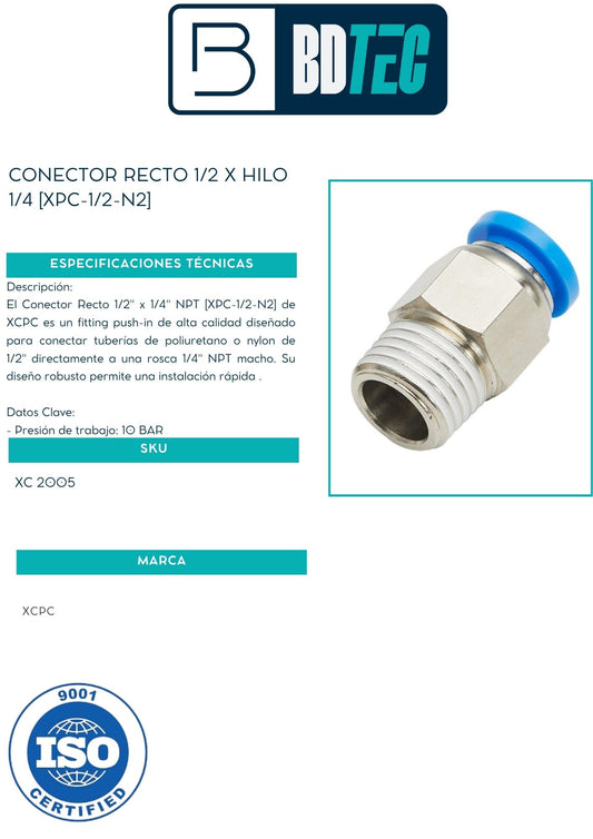 Conector recto 1/2 x hilo 1/4 [XPC-1/2-N2]