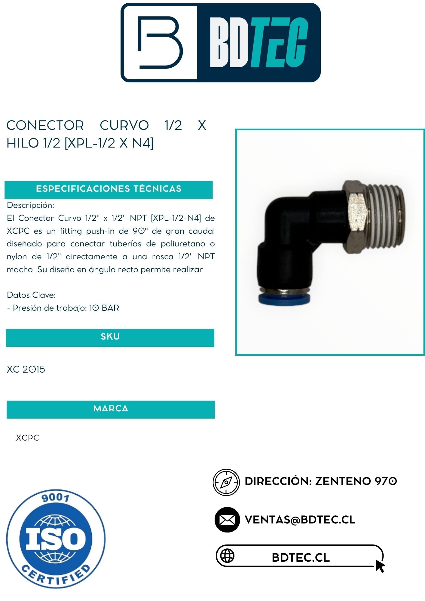 Conector curvo 1/2 x hilo 1/2 [XPL-1/2 X N4]
