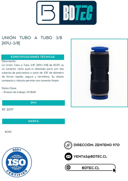 Unión tubo a tubo 3/8 [XPU-3/8]