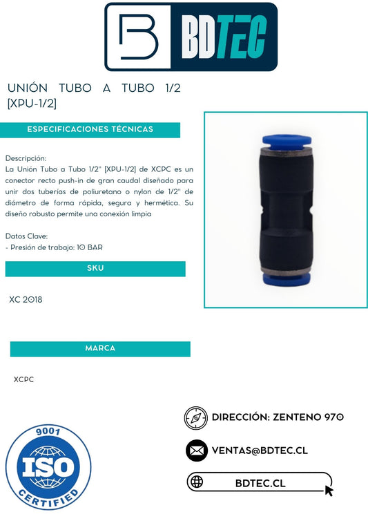 Unión tubo a tubo 1/2 [XPU-1/2]