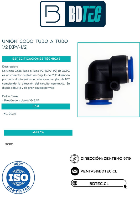 Unión codo tubo a tubo 1/2 [XPV-1/2]