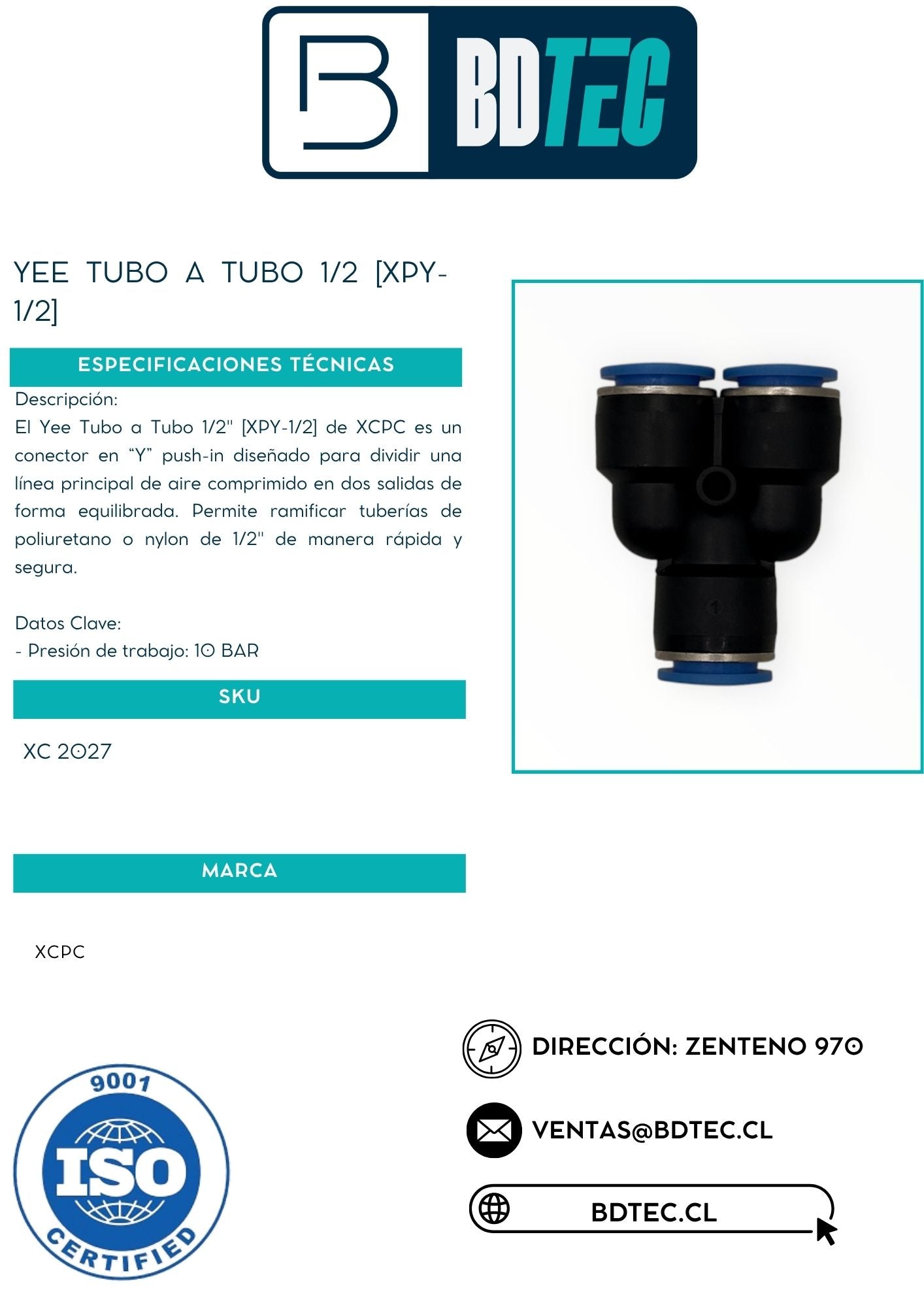 Yee tubo a tubo 1/2 [XPY-1/2]