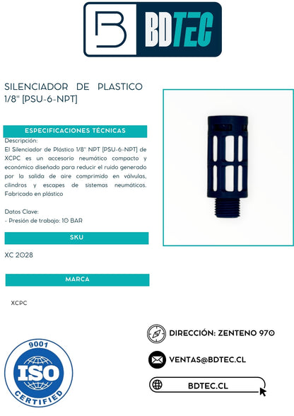 Silenciador de plastico 1/8" [PSU-6-NPT]
