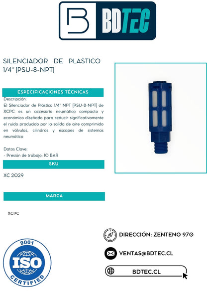 Silenciador de plastico 1/4" [PSU-8-NPT]