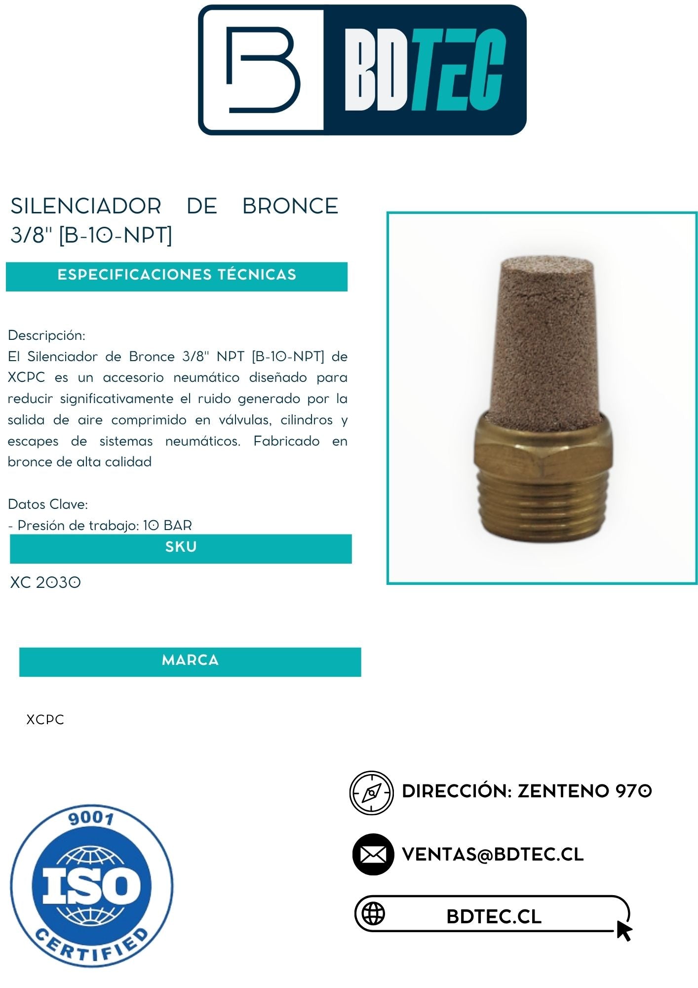 Silenciador de bronce 3/8" [B-10-NPT]