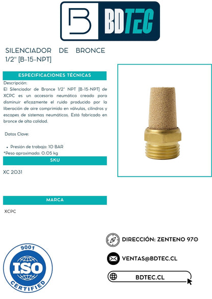 Silenciador de bronce 1/2" [B-15-NPT]