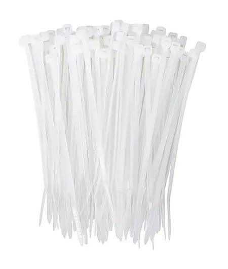 Paquete de 100 amarras plásticas blancas BDTecnologia de 3.5x200 mm fabricadas en nylon 66 para organizar cables