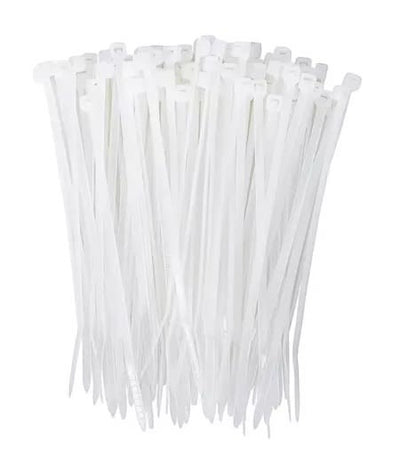 Paquete de 100 amarras plásticas blancas BDTecnologia de 3.5x200 mm fabricadas en nylon 66 para organizar cables