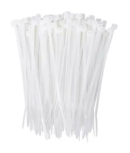 Paquete de 100 amarras plásticas blancas BDTecnologia de 3.5x200 mm fabricadas en nylon 66 para organizar cables