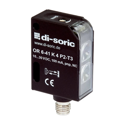 Sensor retrorreflex 38 x 27 x 15 mm, PNP, NO, sn 4 m, para conector M8/3P DI-SORIC OR 6-41 K 4 P2-T3