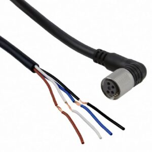 CABLE CONECTOR DE INYECTOR M8, HEMBRA, CURVO, 4 POLOS, 4 HILOS, 2M